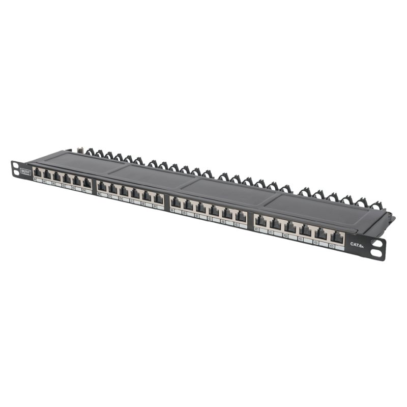 DIGITUS panneau de brassage 19 pouces Cat.6, 24 ports, noir