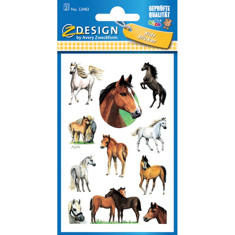 AVERY Zweckform glimmende kinder-stickers Paarden, 2 vel à 11 stickers