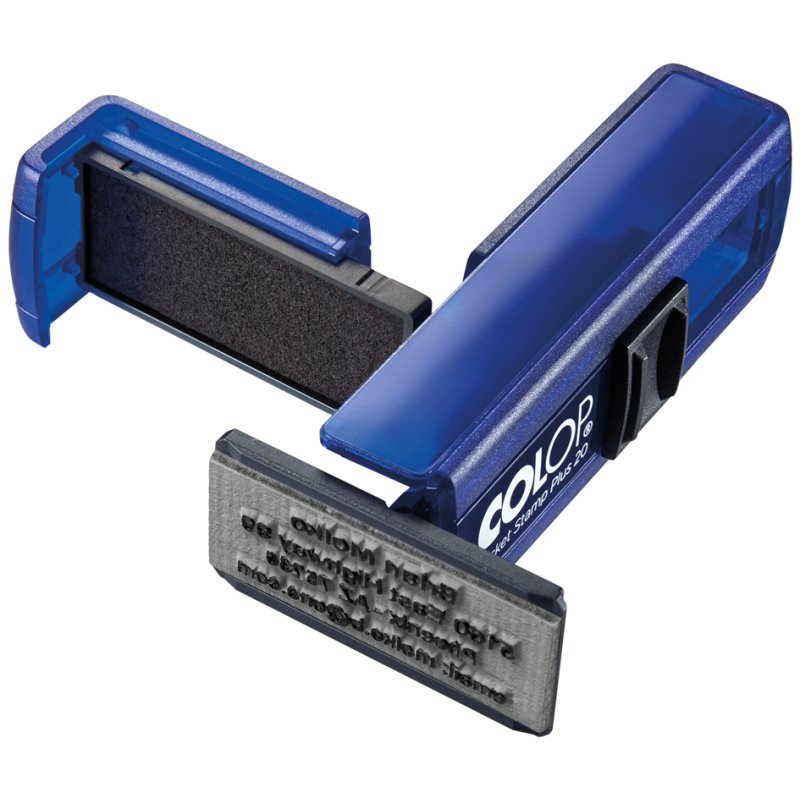 COLOP tampon de poche Pocket Stamp Plus 30, bleu indigo, auto-encreur, 18×47 mm