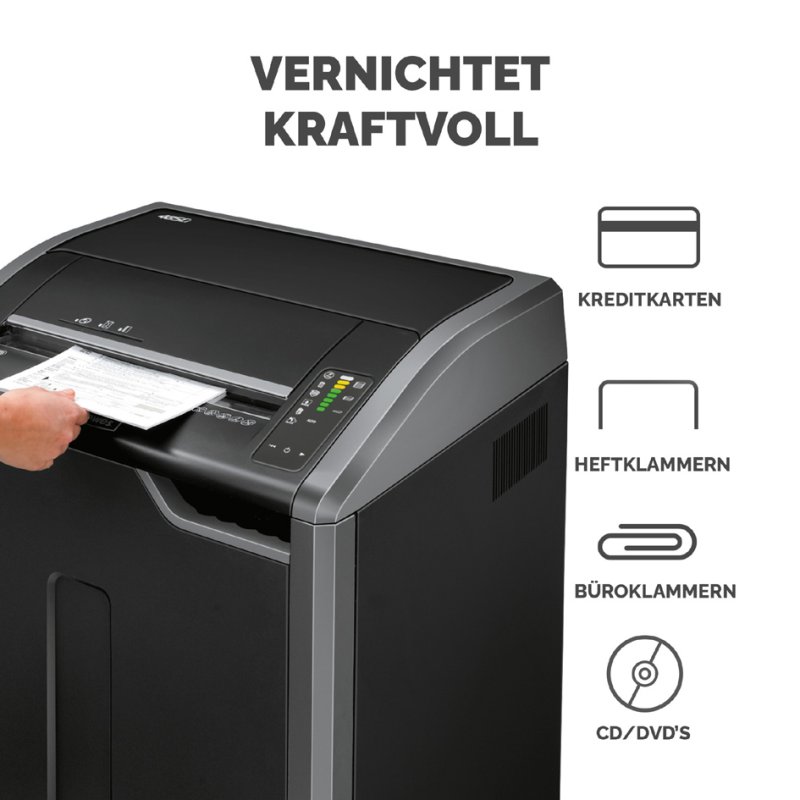 Fellowes papiervernietiger Powershred 485i, 38-40 vel, 142 liter opvang, zwart/zilver