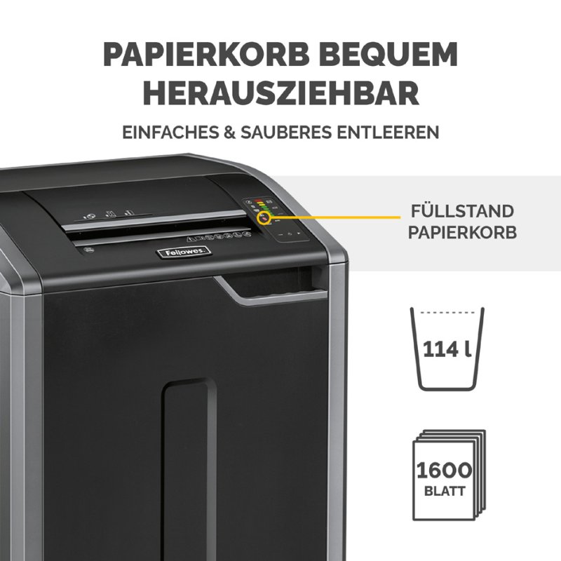 Fellowes papiervernietiger Powershred 425Ci, 4×30 mm, 30-32 vel, 121 liter