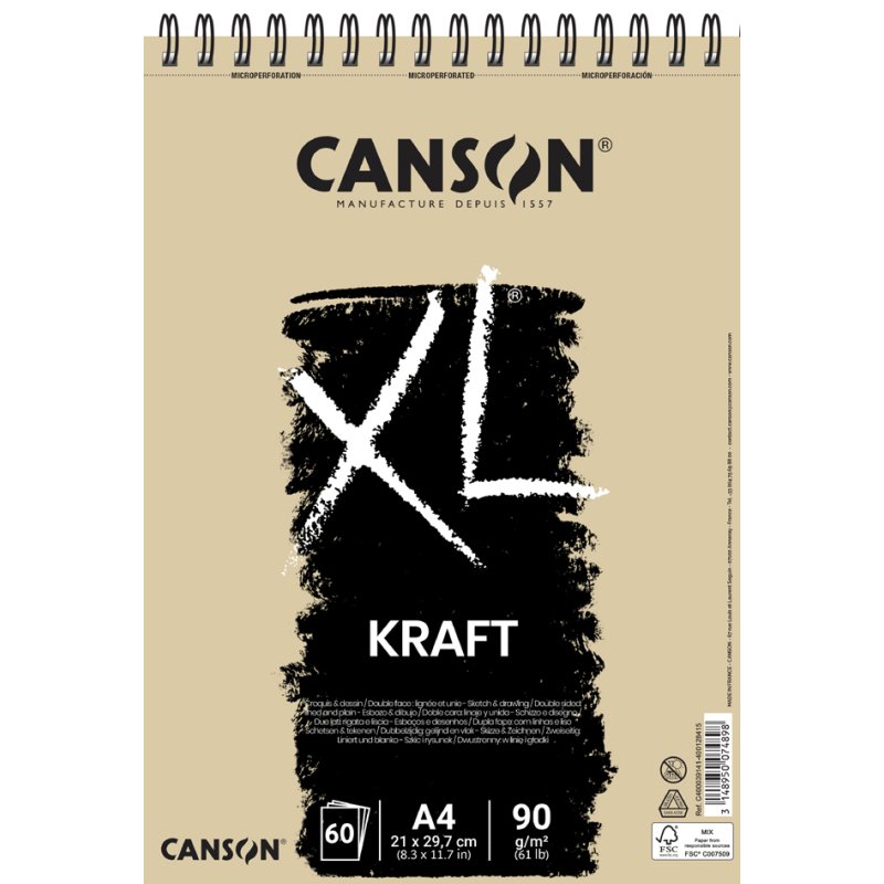 CANSON bloc de croquis Kraft XL, A4, 60 feuilles, 90 g/m²