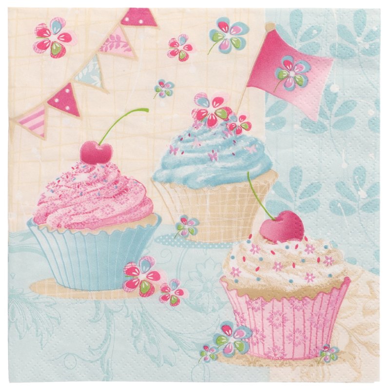 PAPSTAR serviettes motif Muffin, 33×33 cm, 3 plis, 20 pièces