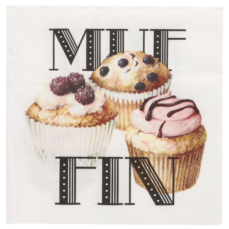 PAPSTAR serviettes motif Muffin, 33×33 cm, 3 plis, 20 pièces