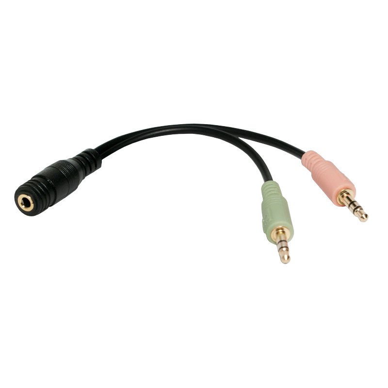 LogiLink audiokabel, 2x 3,5 mm jack naar 3,5 mm koppeling, zwart, 0,15 m