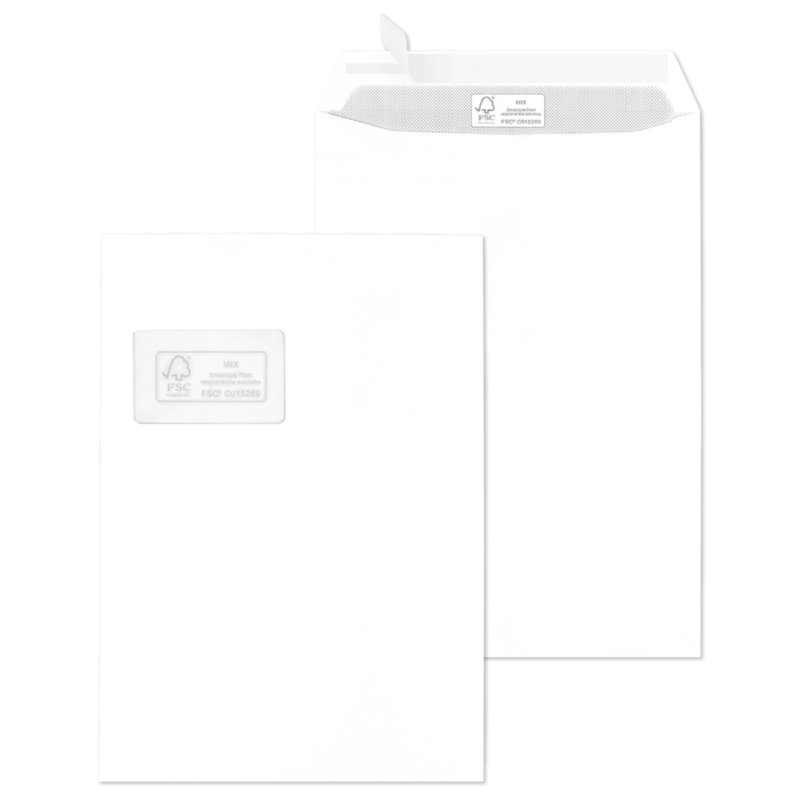 MAILmedia C4 shipping envelopes with window, white, 250 pieces