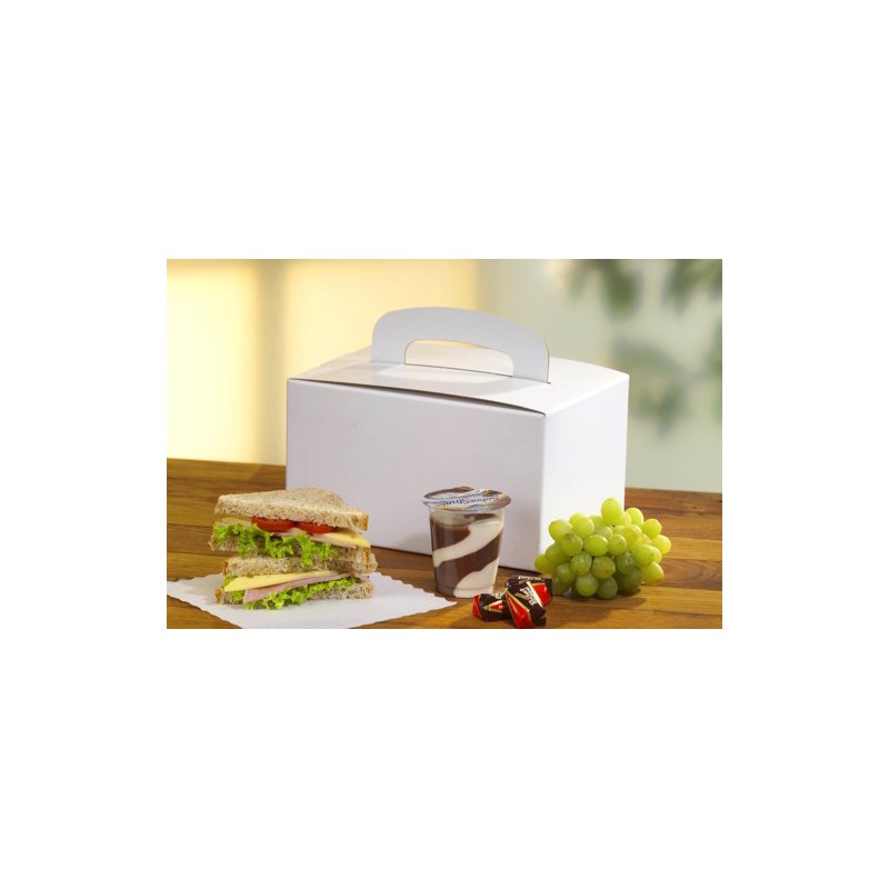 PAPSTAR boîte repas rectangulaire avec poignée, blanc, 155×225×125 mm, 20 pièces