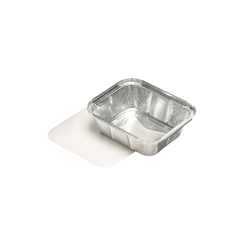 STARPAK barquettes aluminium carrées avec couvercle, 800 ml, 218×154×38 mm, 10 pièces