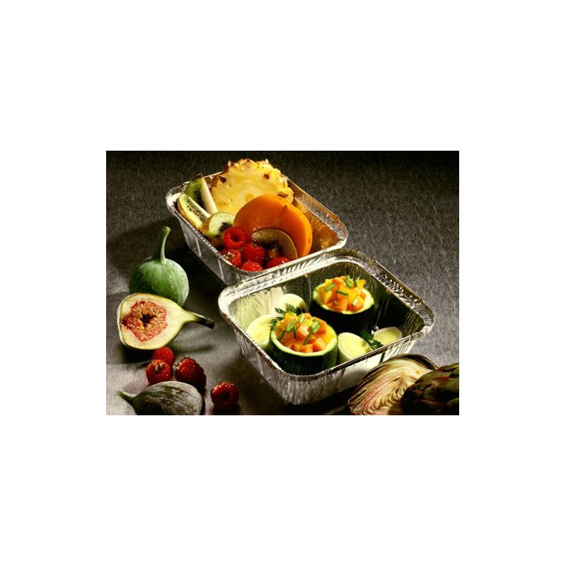 STARPAK barquettes aluminium carrées avec couvercle, 800 ml, 218×154×38 mm, 10 pièces