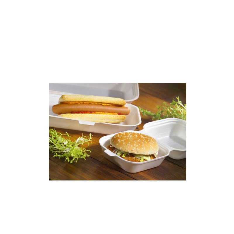 STARPAK boîte à hamburger carrée, XPS, 145 × 155 × 80 mm, 125 pièces