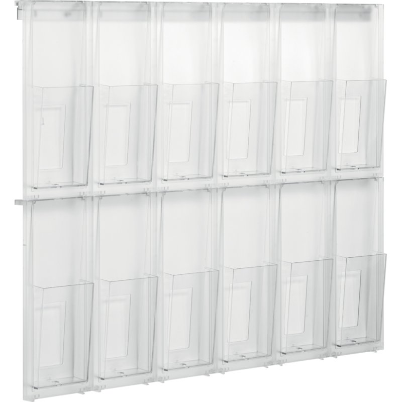 helit wall display 'The Placative', 12 × 1/3 A4 portrait, crystal-clear polystyrene