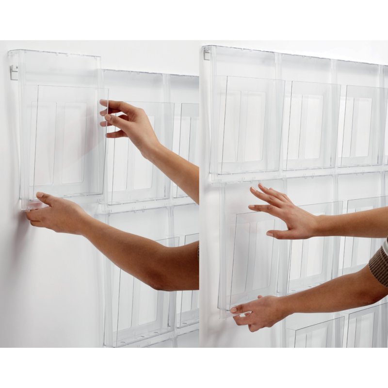 helit wall display 'The Placative', 12 × 1/3 A4 portrait, crystal-clear polystyrene