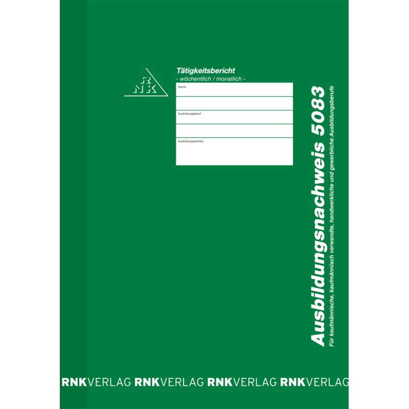 RNK Verlag opleidingslogboek wekelijks/maandelijks, DIN A4, groen, 28 vel
