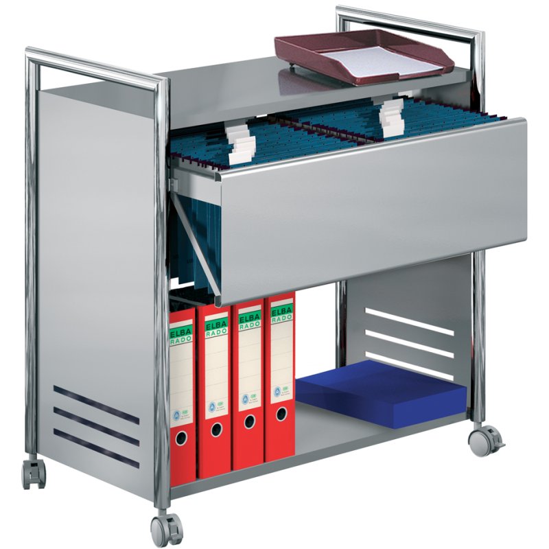 kerkmann hangmappenwagen Artline, tweerielig, chroom/aluzilver, 815×435×800 mm