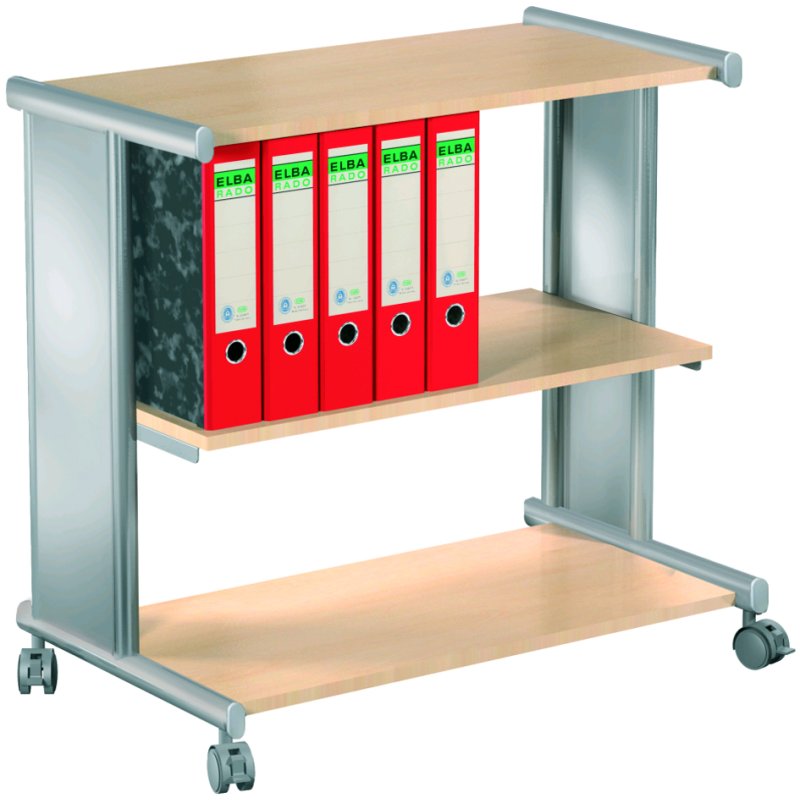Kerkmann Bureautrolley Pragma, aluzilver/beuken, 3 planken, 76×40×72 cm