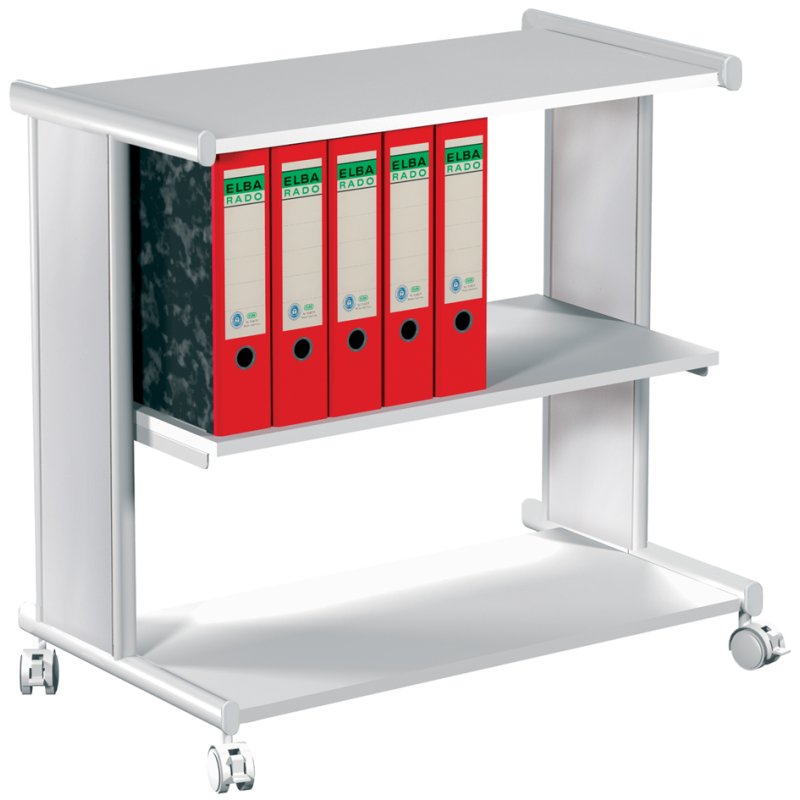 Kerkmann Chariot de Bureau Pragma, aluminium-argent/hêtre, 3 étagères, 76×40×72 cm