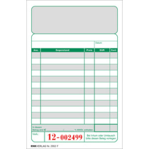 RNK Verlag kassabon blok 2x50, tweekleurig, perforatie, doorschrijfpapier