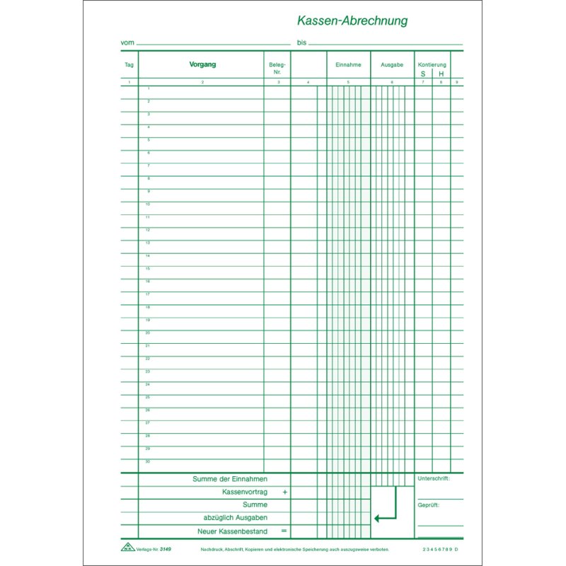 RNK Verlag kasboek A4, 2×50 vel, met doorschrijfpapier