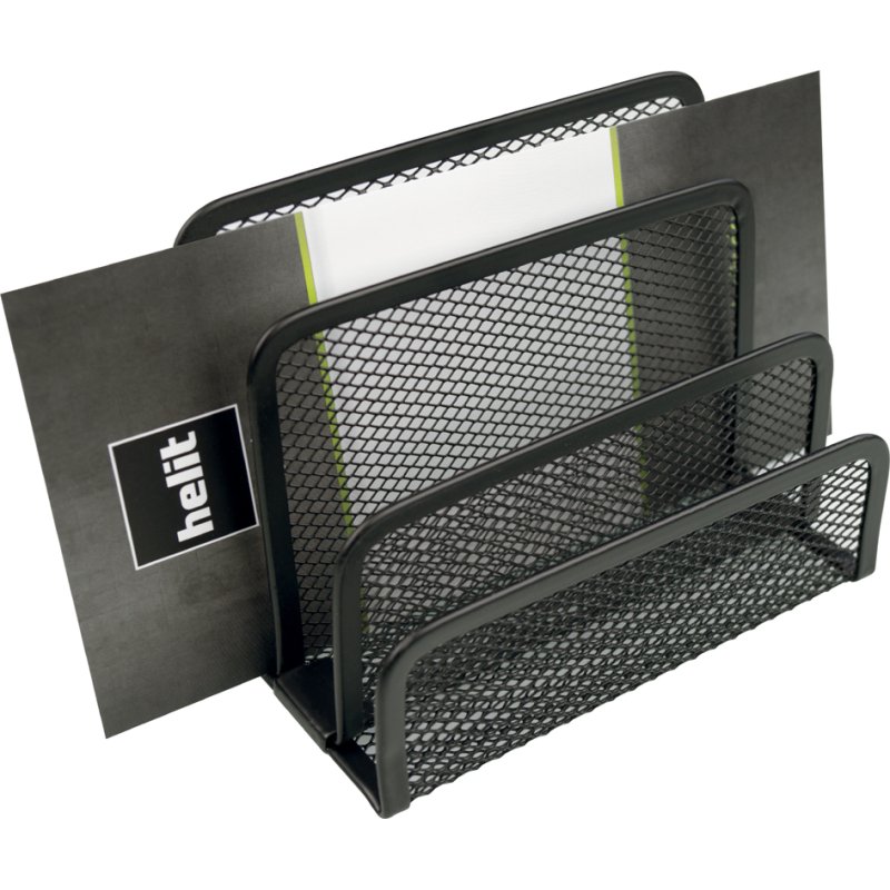 helit porte-courrier métal fil, noir, 3 compartiments, 140×75×105 mm