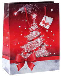 sigel kerstcadeauzakje Sparkling Tree, klein, glanzlak, 170×90×230 mm
