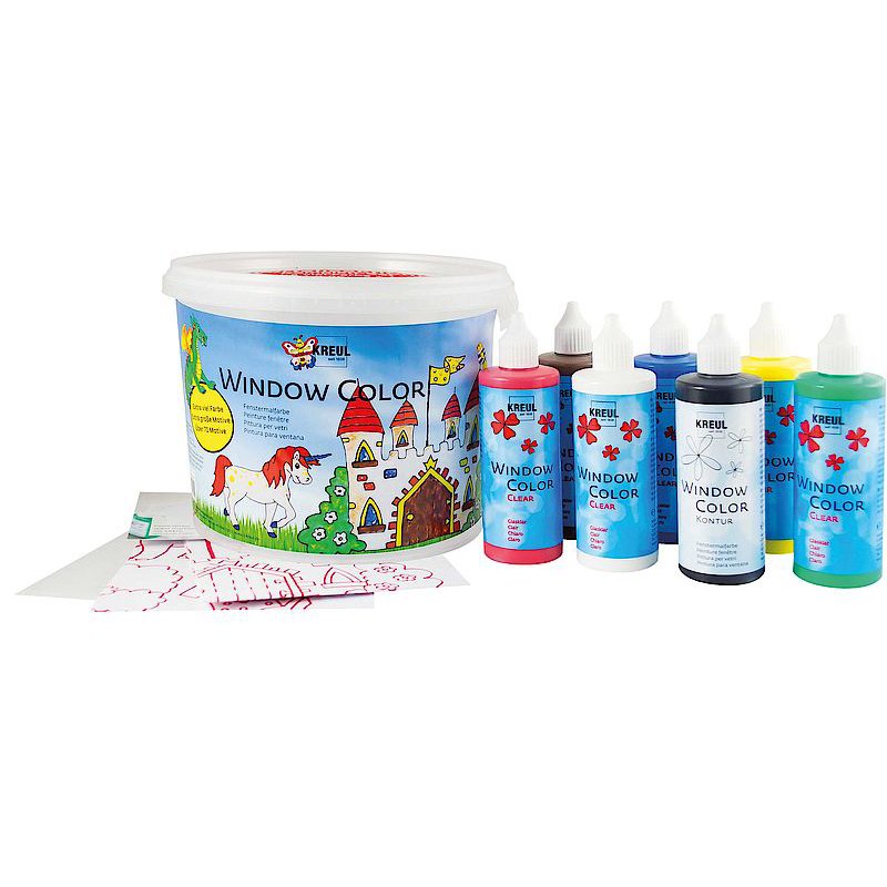 KREUL peinture à craie pour fenêtres powerpakket burcht, amovible, 7×125 ml