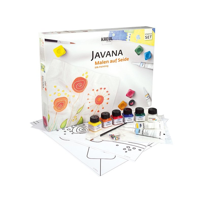 KREUL Javana set de peinture sur soie avec peinture de soie, 5×20 ml couleurs, peinture de contour or