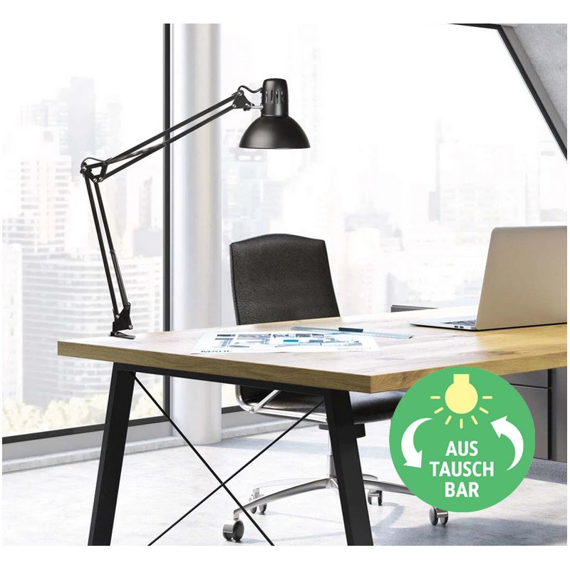 MAUL LED desk lamp MAULstudy with clamp, 10W, black, 950 lumens