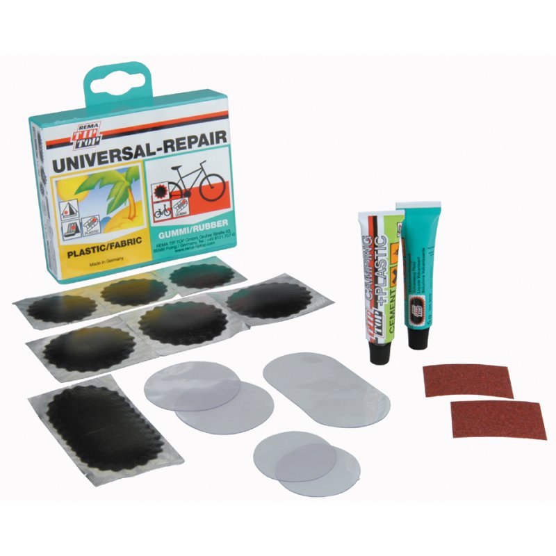 REMA TIP TOP kit de réparation universel, 16 pièces, boîte cœur, PVC souple