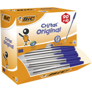 BIC balpen Cristal Original, blauw, 100 stuks, 0,32 mm