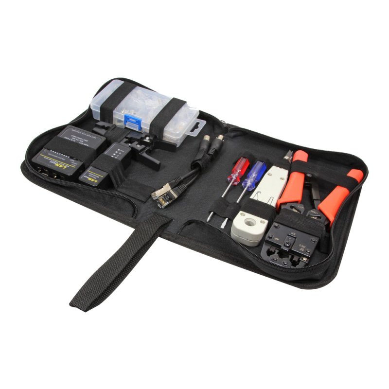 LogiLink Ensemble professionnel d'outils réseau, 55 pièces, pince à sertir, testeur de câble