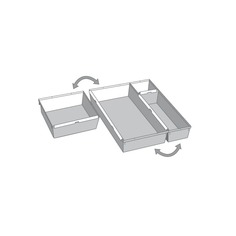 Keeeper boîte de rangement tiroir pepe, argent, 150×380×50 mm, empilable