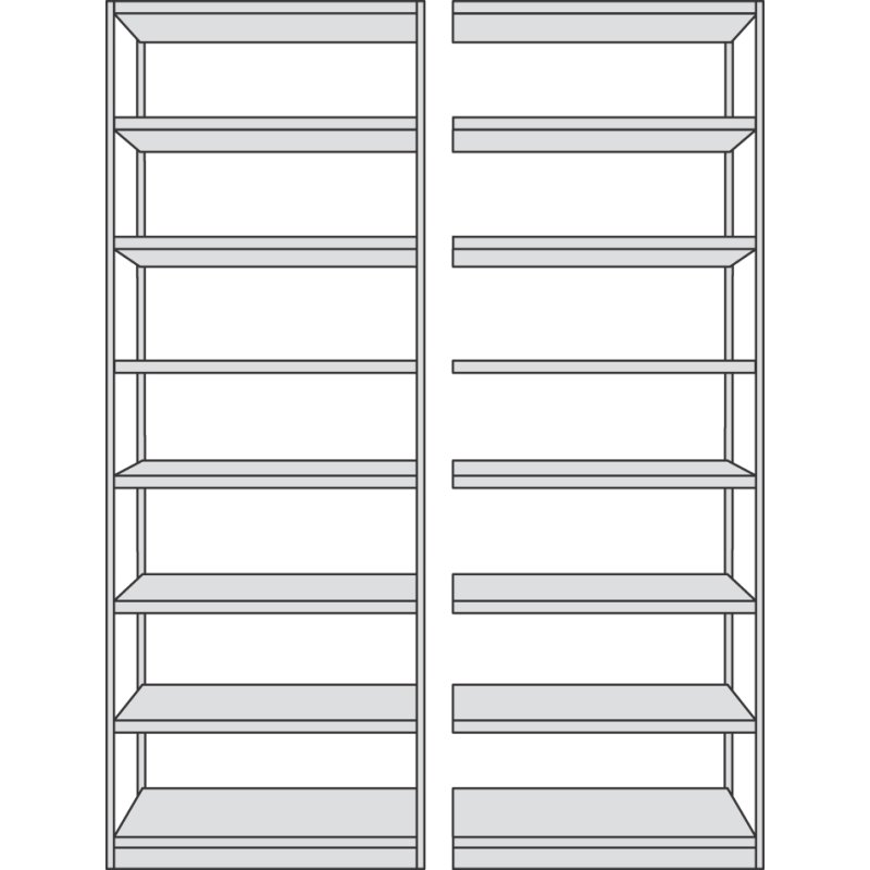 Kerkmann poste de travail de base 9402, gris clair RAL 7035, 960×300×2600 mm, 8 étagères