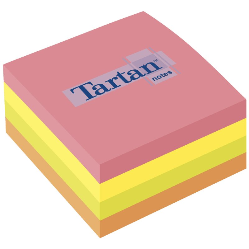 Tartan zelfklevende notitieblokjes kubus, 76×76 mm, gekleurd gesorteerd, 400 vel