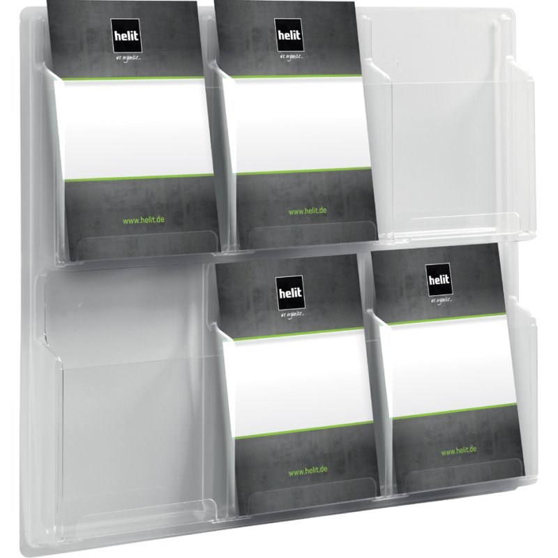 helit wanddisplay the clearly, 6 x A5 portrait, cristal transparent