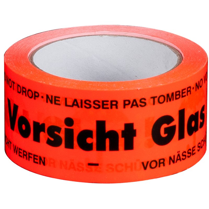 SMARTBOXPRO warning tape Fragile glass, red, 50 mm × 66 m, 6 pieces