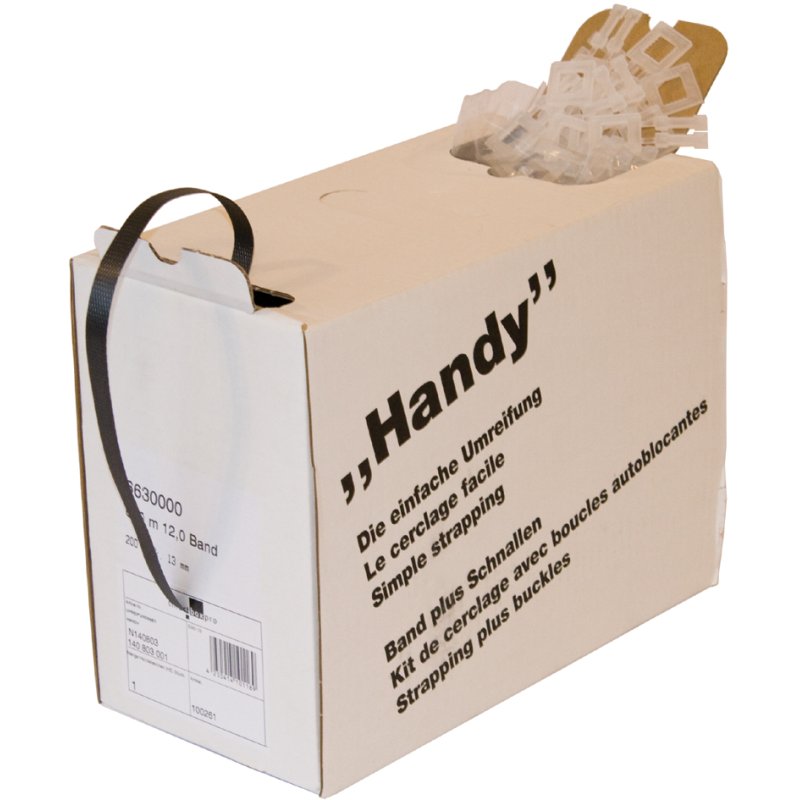 SMARTBOXPRO PP kit de cerclage Handy, noir, 600 m × 12 mm, 200 boucles