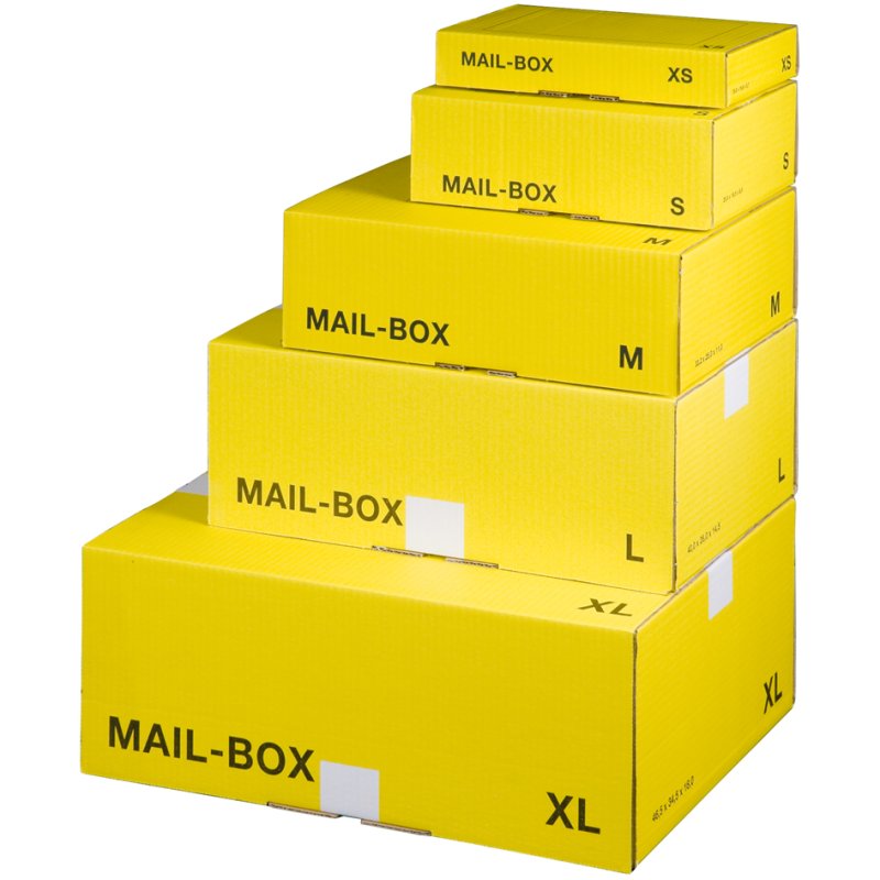 SMARTBOXPRO carton d'expédition MAIL BOX XS, jaune, 249×157×48 mm, 20 pièces