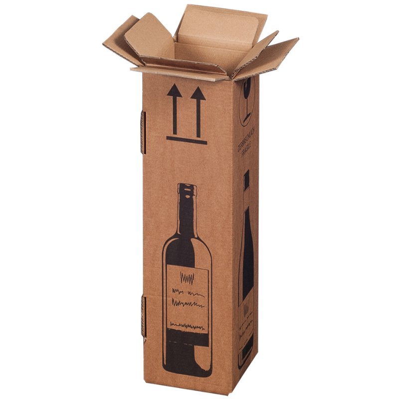 SMARTBOXPRO carton d'expédition pour 1 bouteille, carton ondulé brun, 106×106×420 mm, 20 pièces