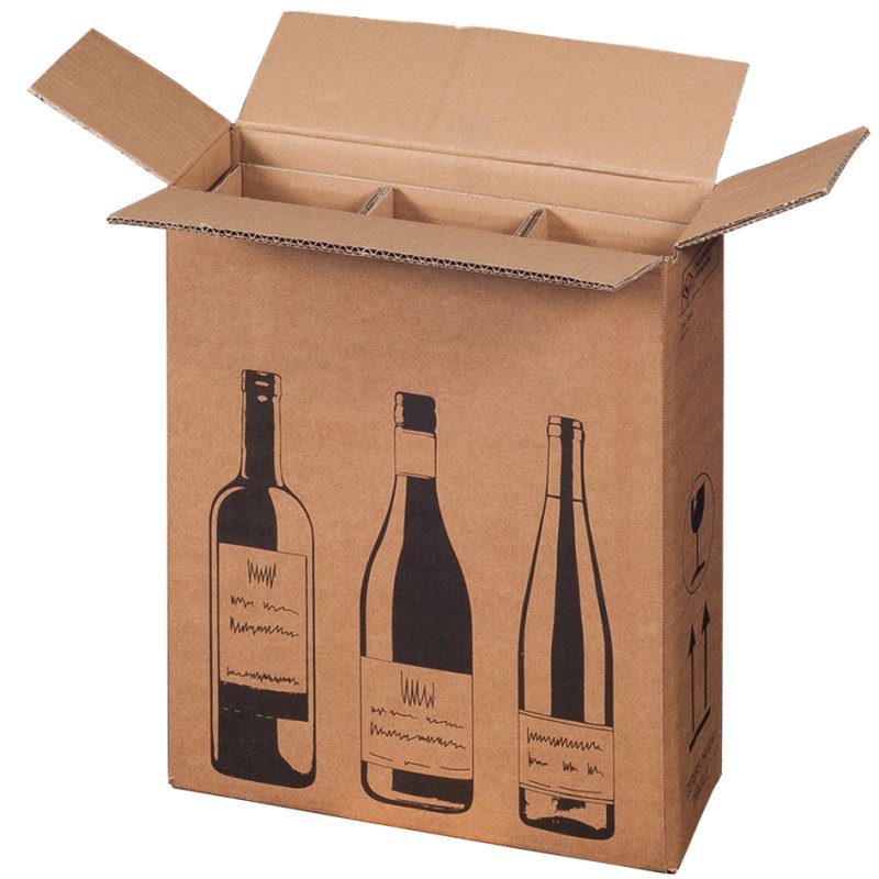 SMARTBOXPRO carton d'expédition pour 1 bouteille, carton ondulé brun, 106×106×420 mm, 20 pièces