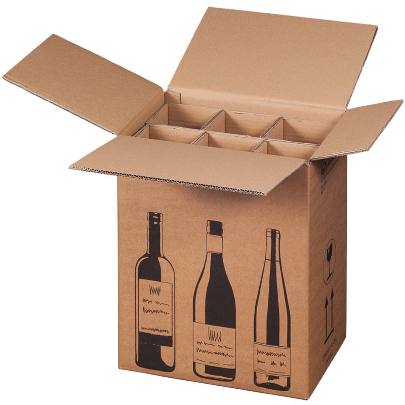 SMARTBOXPRO carton d'expédition pour 1 bouteille, carton ondulé brun, 106×106×420 mm, 20 pièces