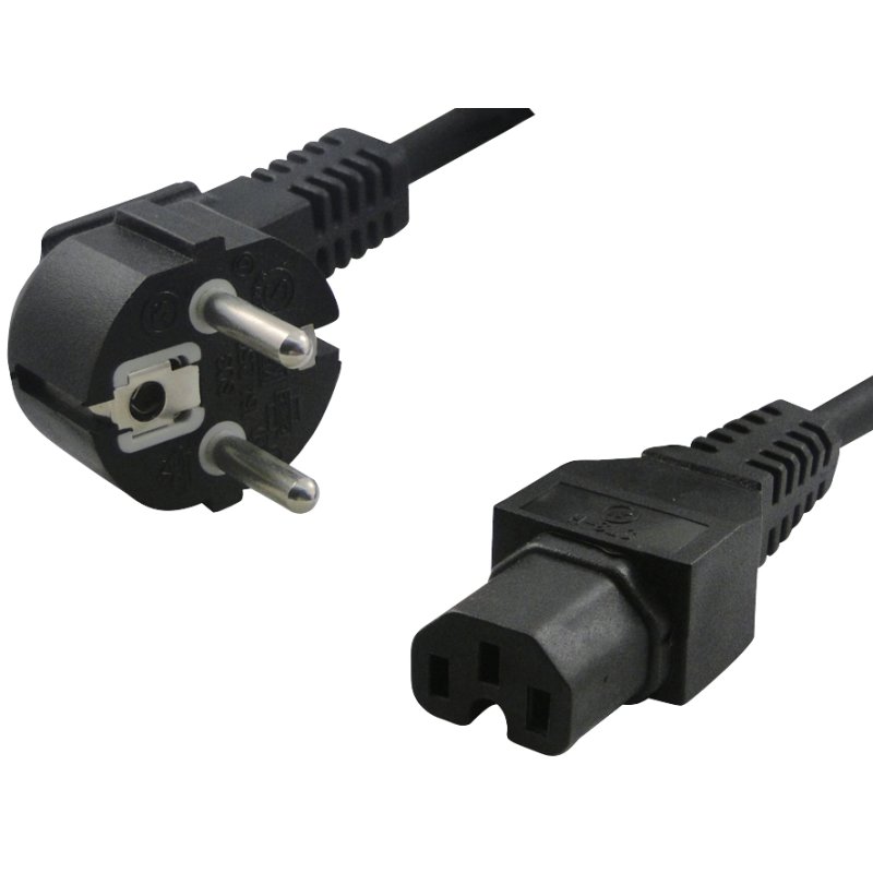 LogiLink mains cable, right-angled plug 90°, black, 2.0 m