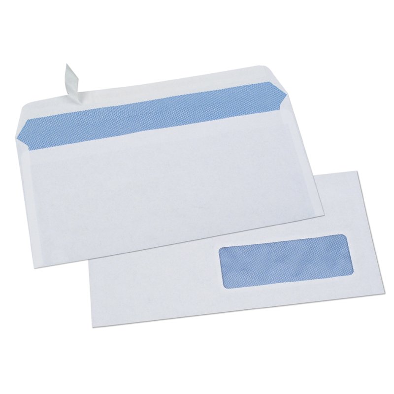 GPV enveloppes DL 110×220 mm, blanc, avec fenêtre, 500 pièces