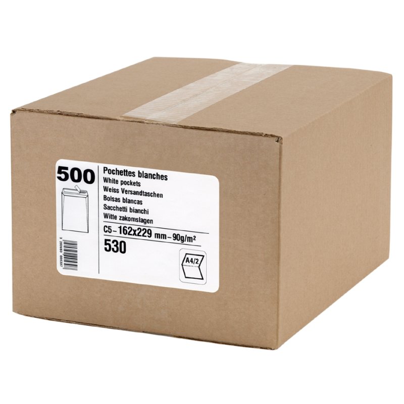 GPV enveloppes C5, blanc, 162×229 mm, 500 pièces