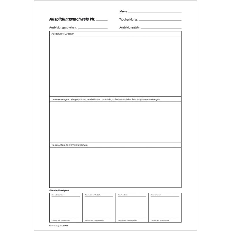 RNK Verlag opleidingslogboek blok, DIN A4, groen, 28 vel