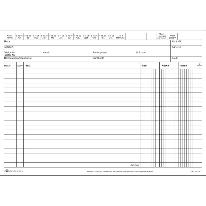 RNK Verlag rekeningcourantkaarten A5, wit, 190 g/m², 100 kaarten