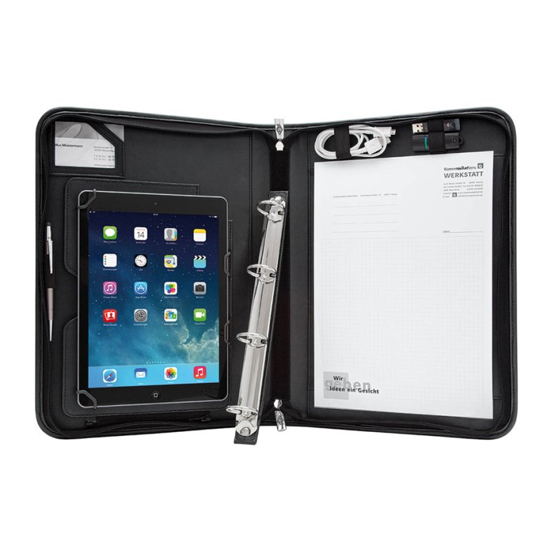 WEDO tablet organiser Elegance A4, black, faux leather/nylon, 9.7–10.5 inch