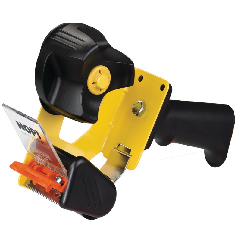 NOPI handafroller Economy, tot 50 mm × 66 m, zwart/geel, met andrukrol