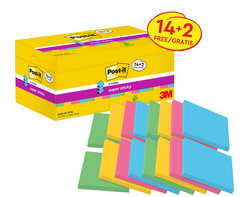 Post-it Super Sticky Z-Notes notitieblokjes, 76×76 mm, gekleurd sortiment, 24 blokjes