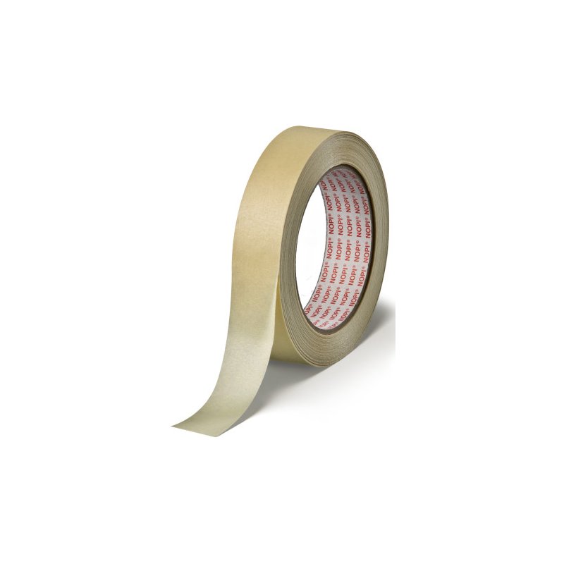 NOPI afplakband papier, beige, 25 mm × 50 m, natuurrubber kleefmassa