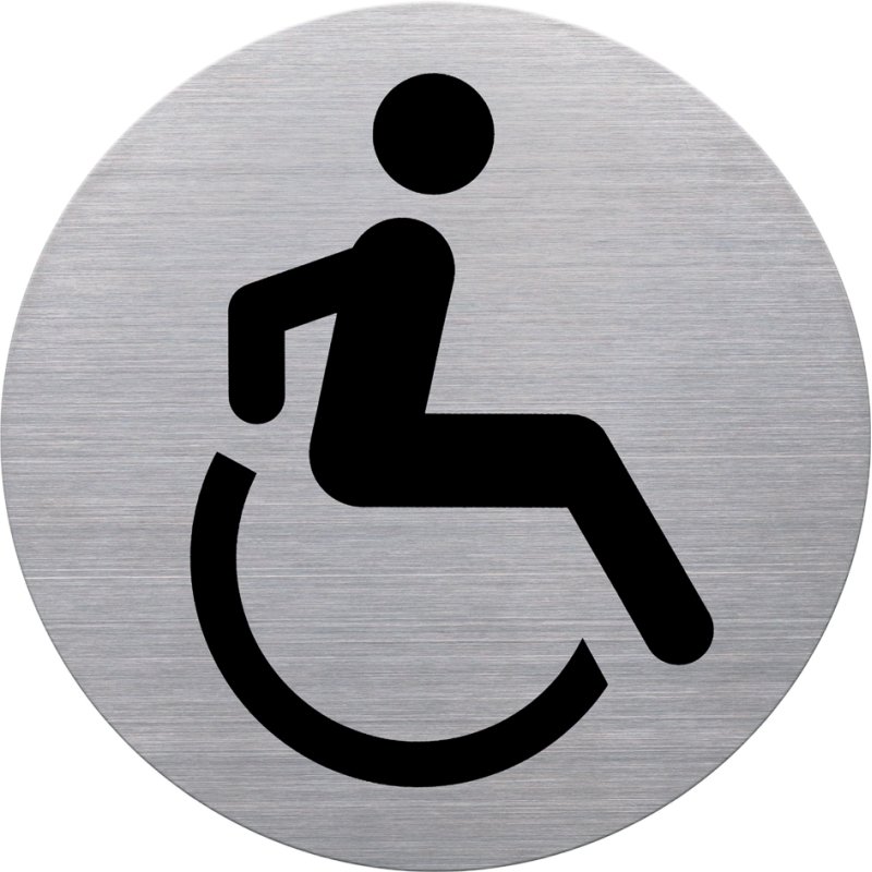 helit pictogramme WC handicapés, rond, argent, 115 mm
